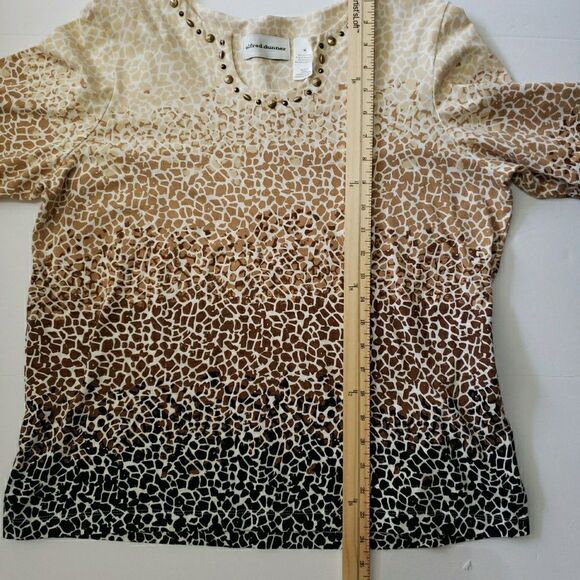 Alfred Dunner 3/4 Sleeve Animal Print Giraffe Blouse Cotton Stretch Women Size M - Picture 6 of 7